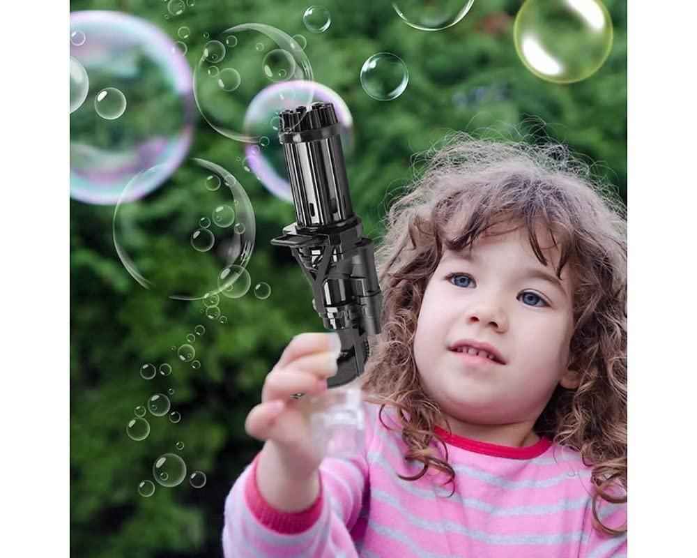 8-Hole Automatic Gatling Bubble Gun - Battery Operated Bubble Maker for Kids