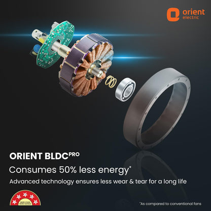 Orient Aeon VC Smart BLDC Ceiling Fan 1200mm | BEE 5★ Energy Efficient | IoT Enabled + Remote Control | 2-Way Rotation | 5 Year Warranty | Tangerine Brown