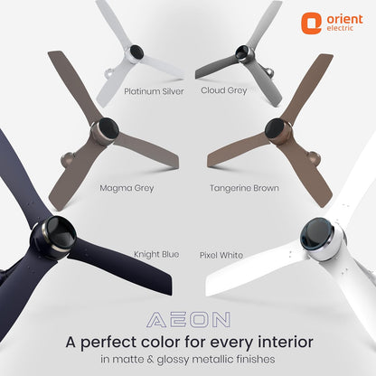 Orient Electric Newly Launched 1200 mm Aeon BLDC PRO,BEE 5-star rated, Anti-Dust Designer Ceiling fan with Remote & 5 yrs Warranty by Orient, Boost mode for High Air Delivery - Pixel White