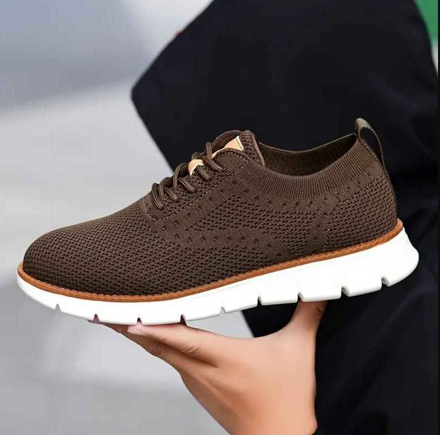 Men's Brown Mesh Casual Shoes - Lightweight Breathable Sneakers