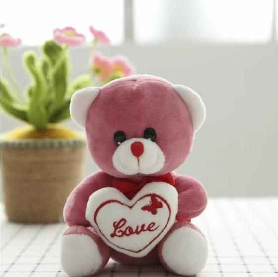 Love Quote Soft Teddy Bear with Heart - Valentine's Gift for Kids & Girls