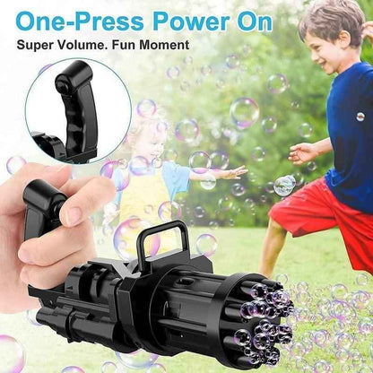 8-Hole Automatic Gatling Bubble Gun - Battery Operated Bubble Maker for Kids