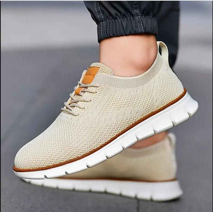Men's Tan Mesh Casual Shoes - Lightweight Breathable Sneakers