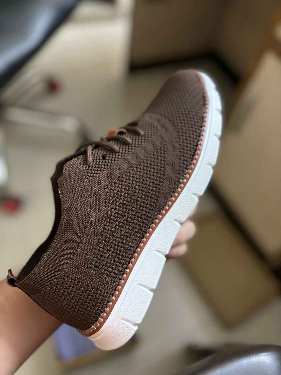 Men's Brown Mesh Casual Shoes - Lightweight Breathable Sneakers