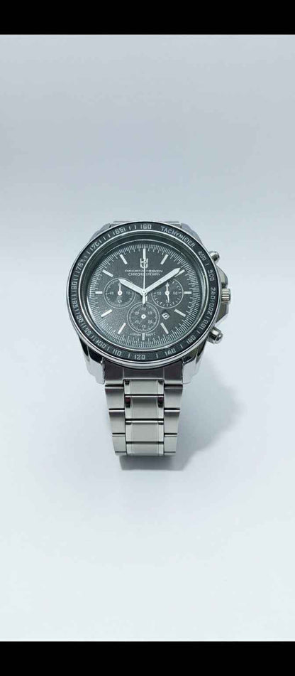 Premium Men's Silver Stainless Steel Analog Watch - Elegant Strap Design