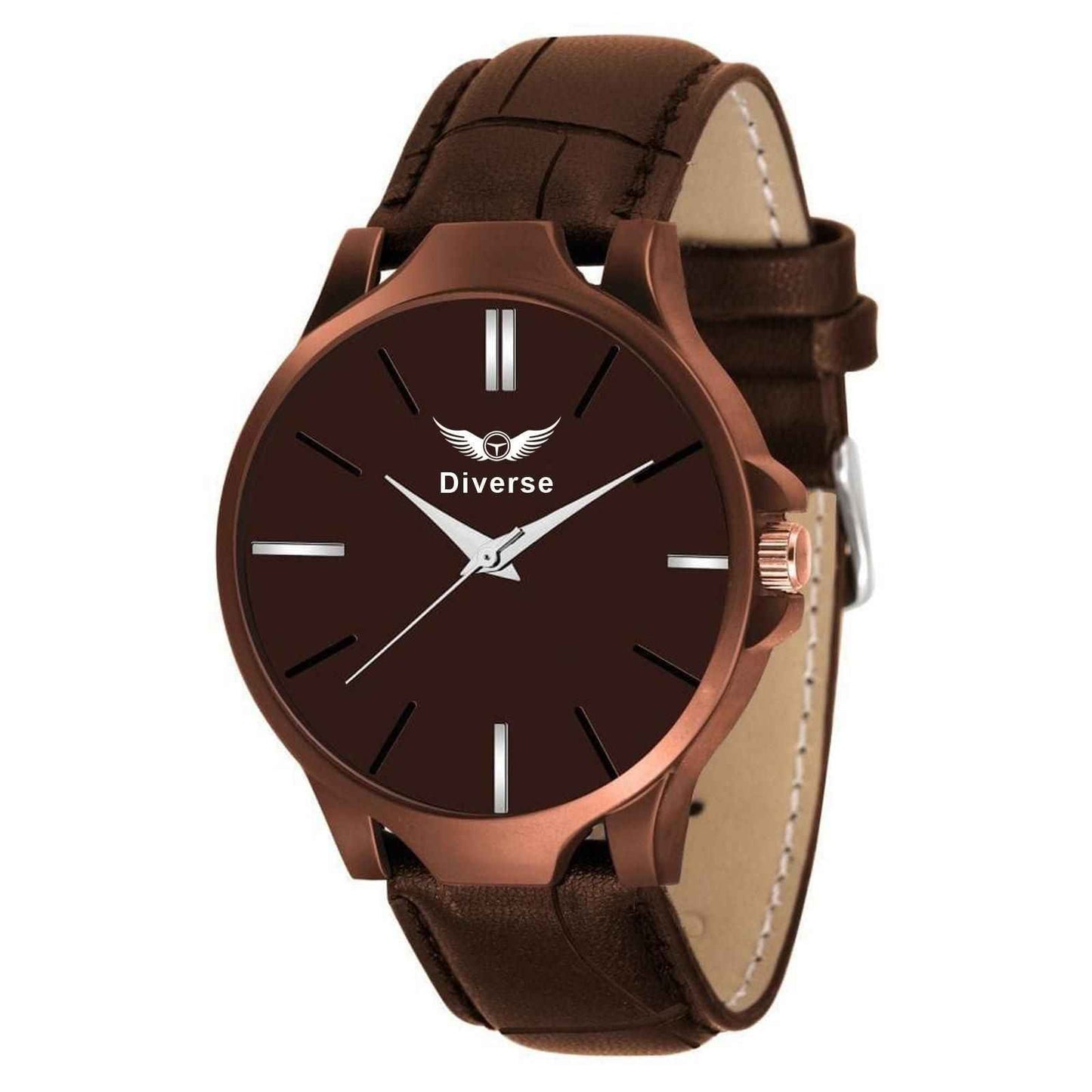 Men's Ethnic Round Dial Analog Leather Watch - Quartz Movement