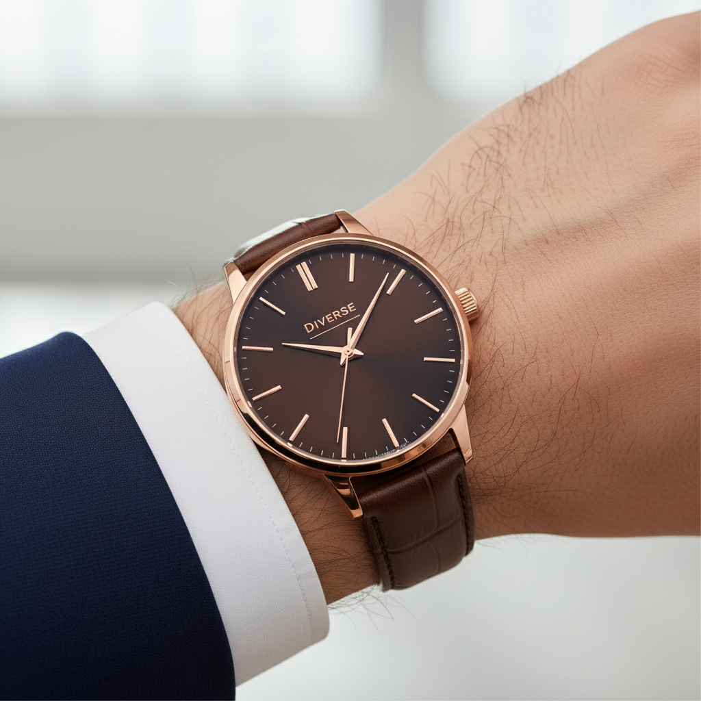 Men's Ethnic Round Dial Analog Leather Watch - Quartz Movement