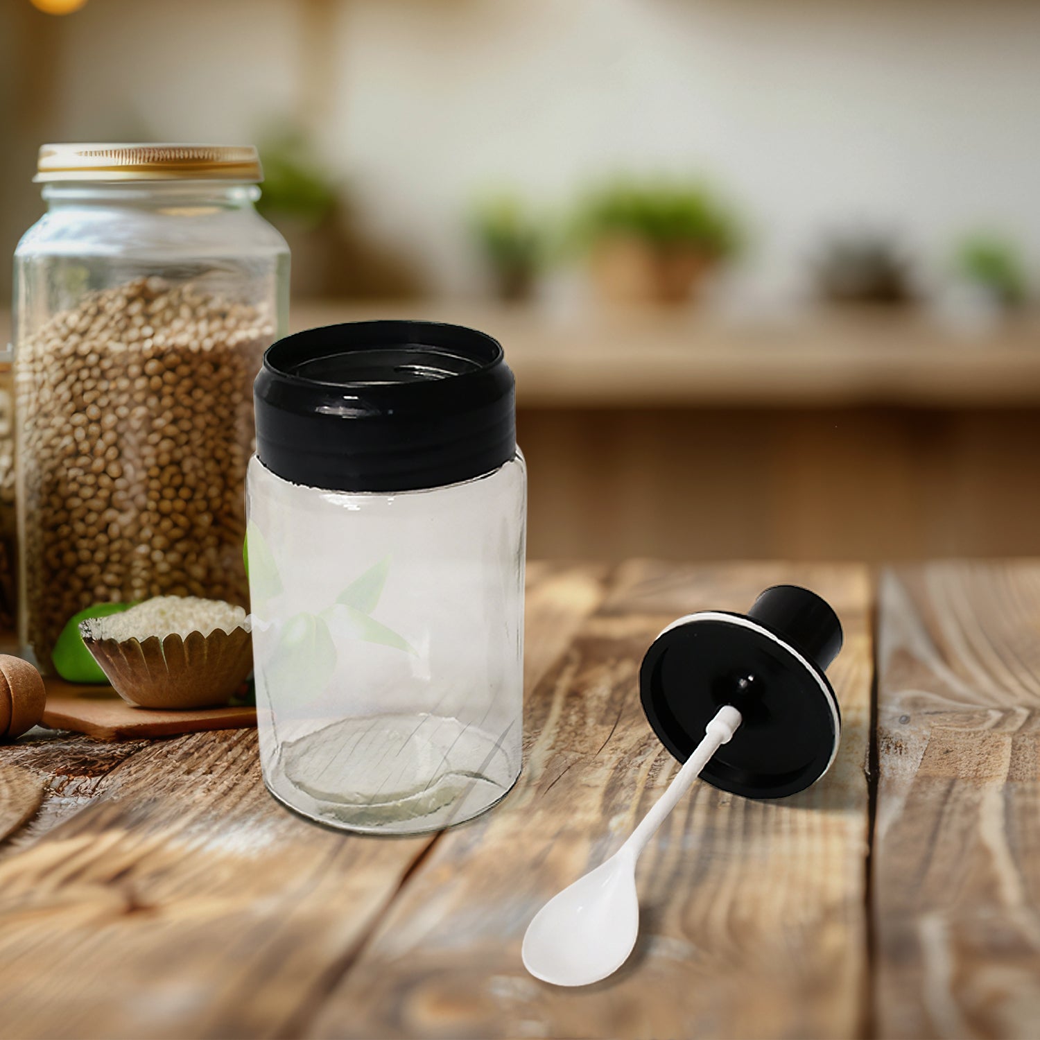 Glass Oil Dispenser 500ml (Set of 2) & Spice Jar 250ml (Set of 3) - 5 Piece Kitchen Storage Set