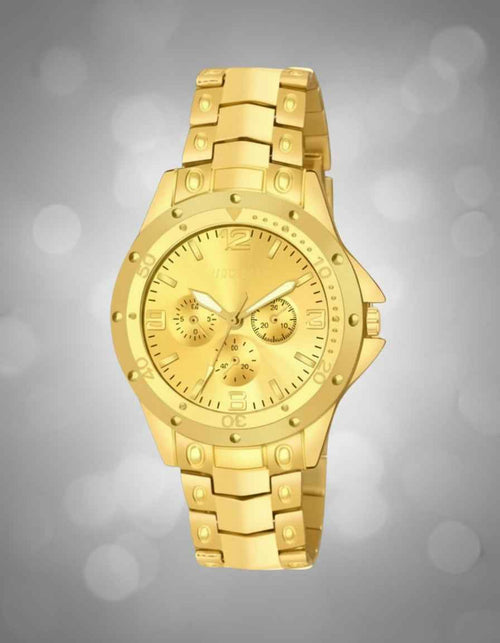 Men's Golden Stainless Steel Chronograph Watch - 45mm Analog Timepiece