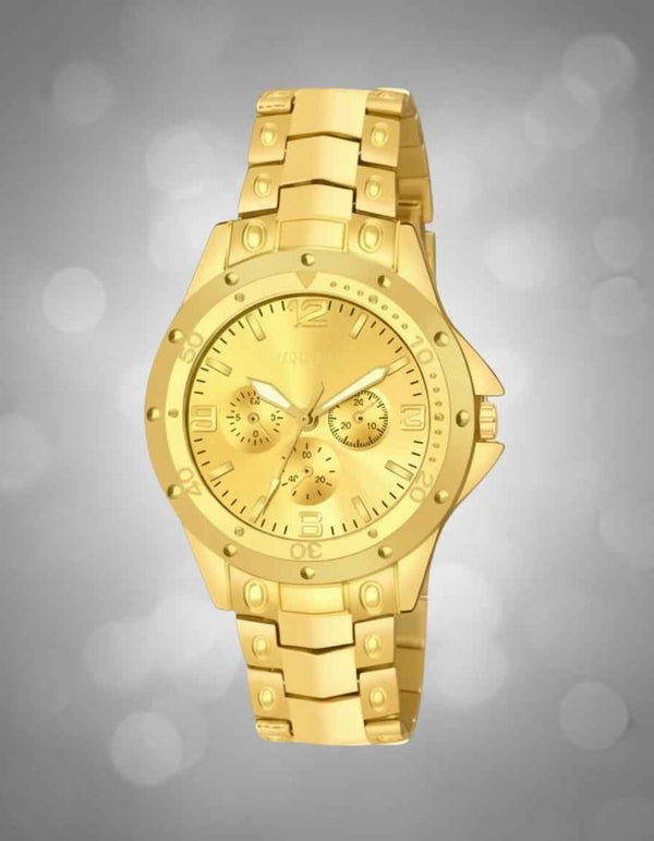 Men's Golden Stainless Steel Chronograph Watch - 45mm Analog Timepiece