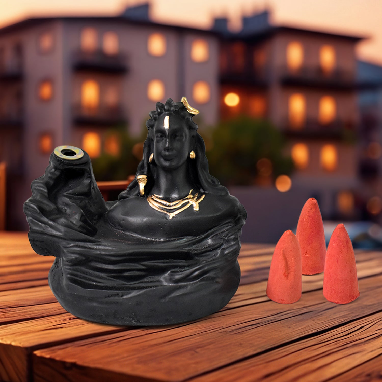 Adiyogi Shiva Backflow Incense Holder - Smoke Fountain Burner for Home Decor