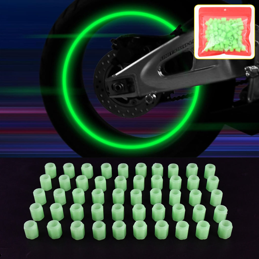 Luminous Tire Valve Caps (100-Pack) | Glow-in-the-Dark Car Air Stem Covers | Universal Decoration Accessories for Cars, Bikes, Trucks & SUVs