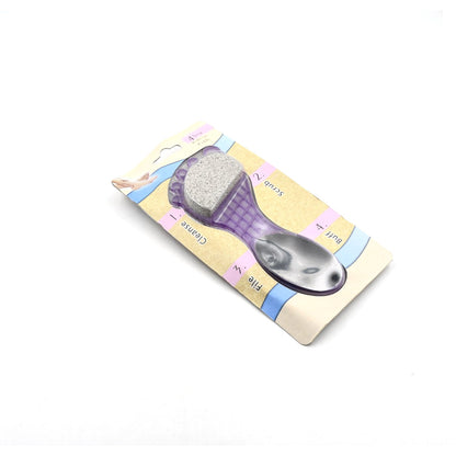 4-in-1 Pedicure Foot Care Tool - Pumice Stone, Brush, Scrubber & File | Callus Remover