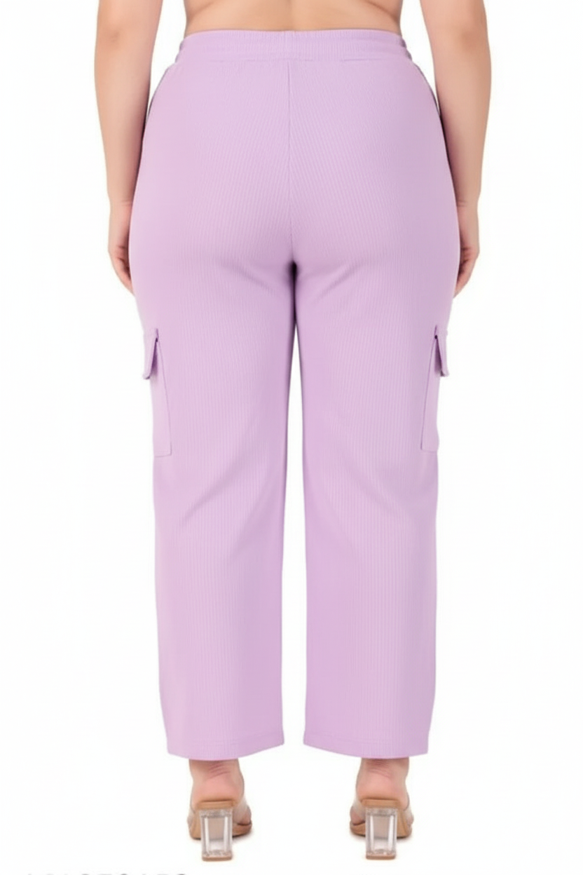 Cotton Blend Straight Fit Trouser for Women (Purple, S)