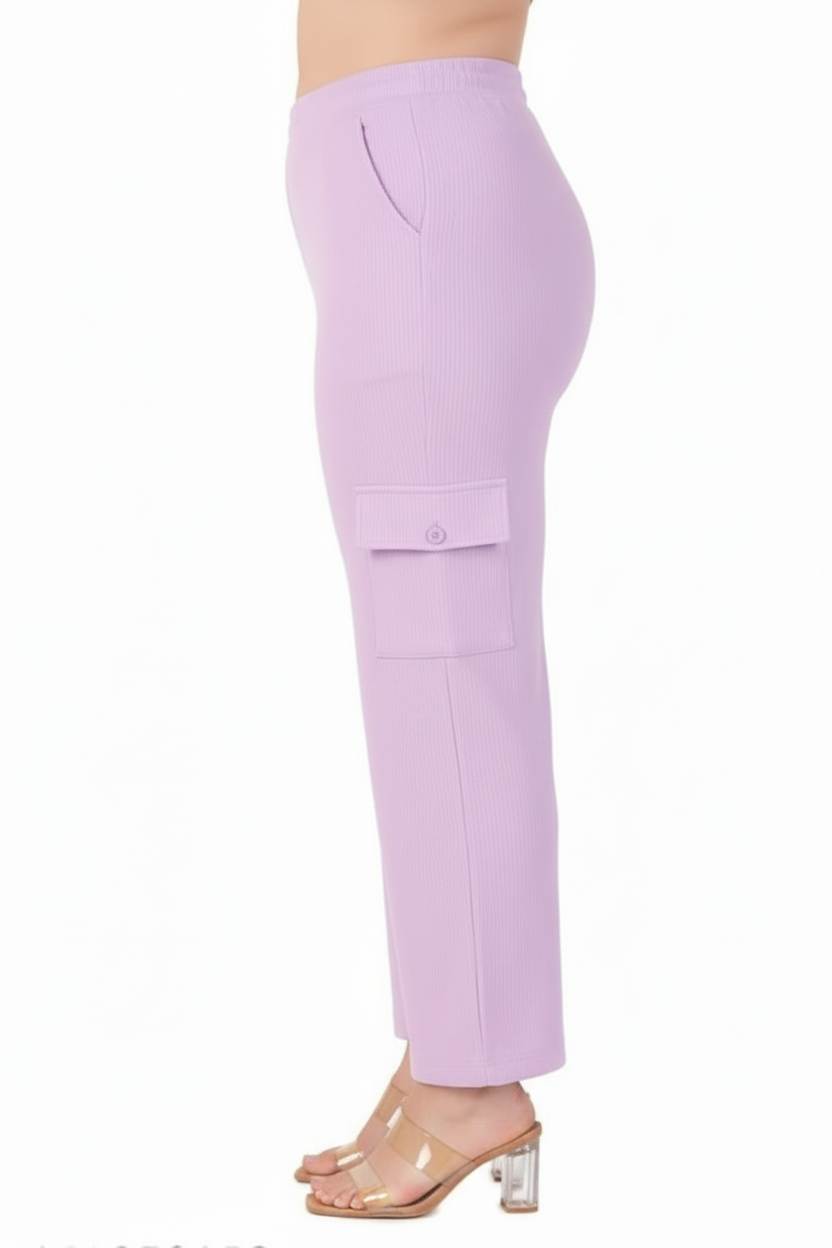 Cotton Blend Straight Fit Trouser for Women (Purple, S)