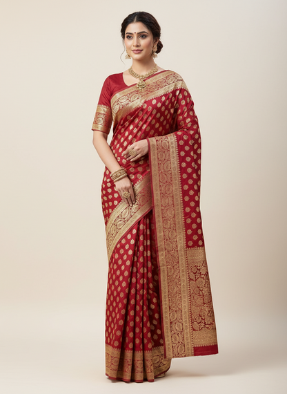 Elegant Purple Jacquard Woven Saree (6.3M) with Blouse Piece - Festive Wear