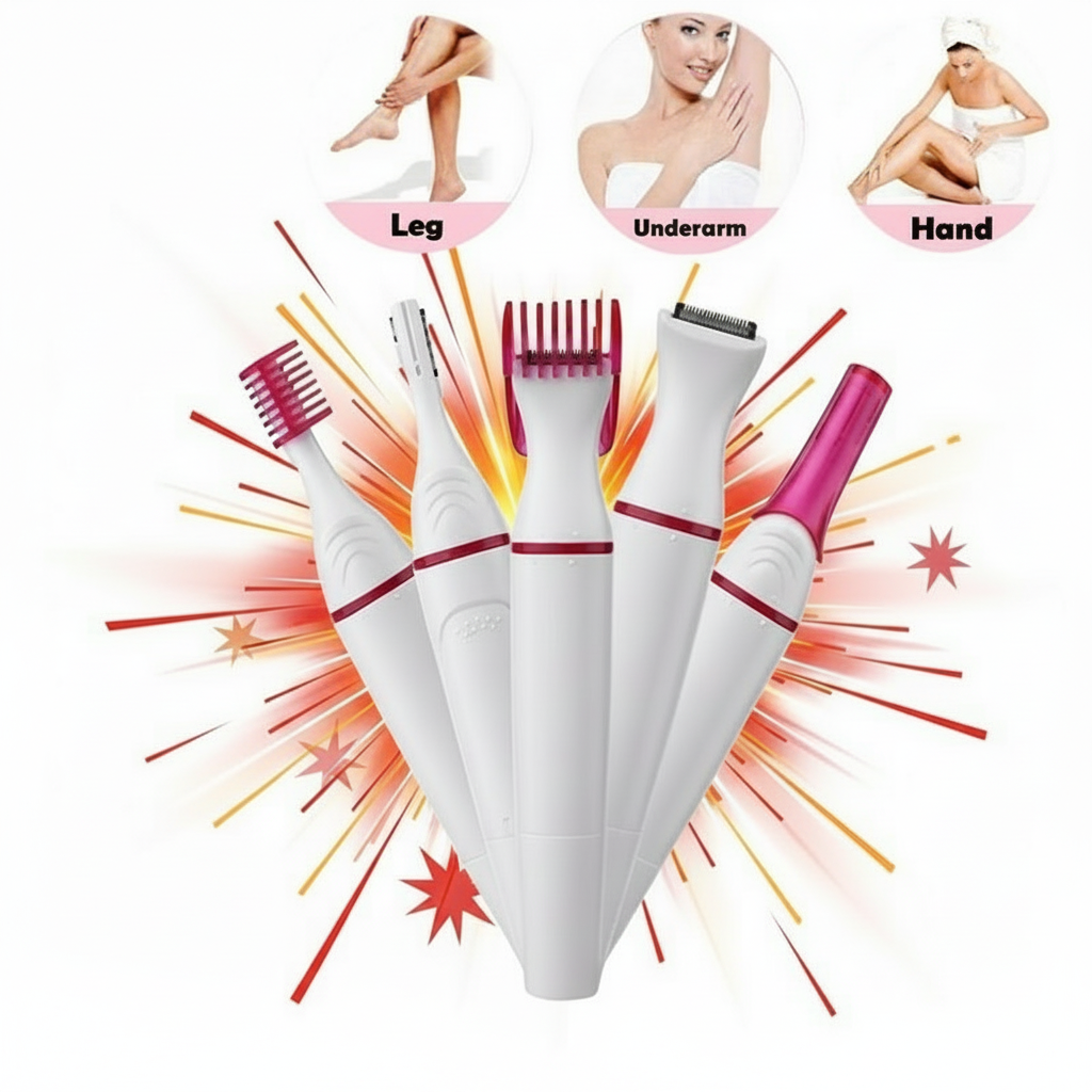 5-in-1 Women's Hair Removal Shaver - Multi-Purpose Electric Trimmer