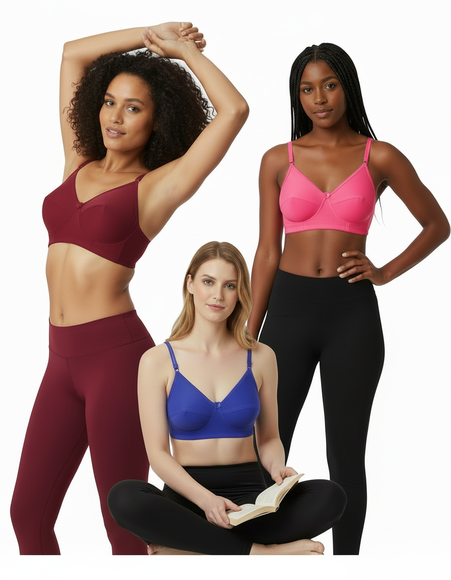 Imported Soft Bras for Women - 30B Size, Pack of 3 | Comfortable Everyday Lingerie