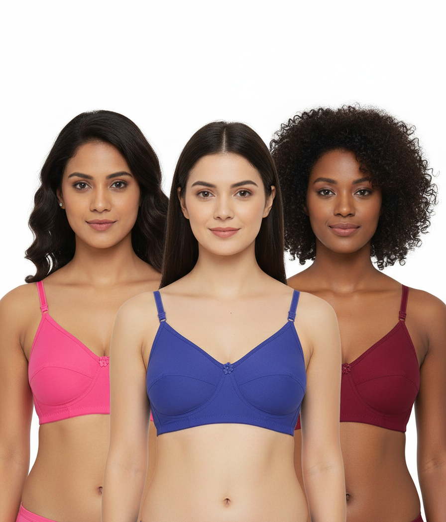Imported Soft Bras for Women - 30B Size, Pack of 3 | Comfortable Everyday Lingerie