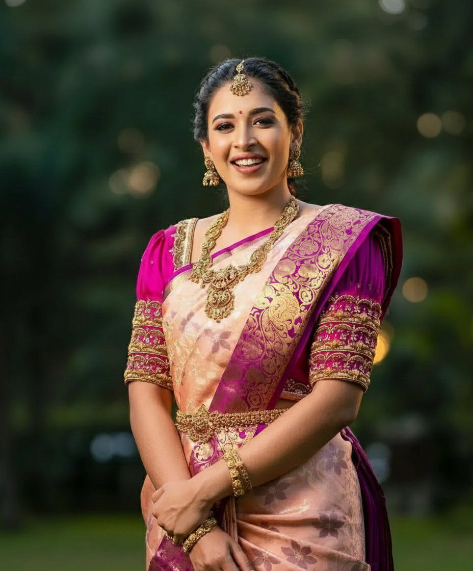 Pink Jacquard Saree for Women - Elegant 6.3m Traditional Wear