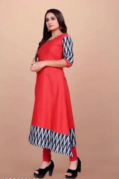 Women's Solid Cotton Gown - Traditional Red Ethnic Wear