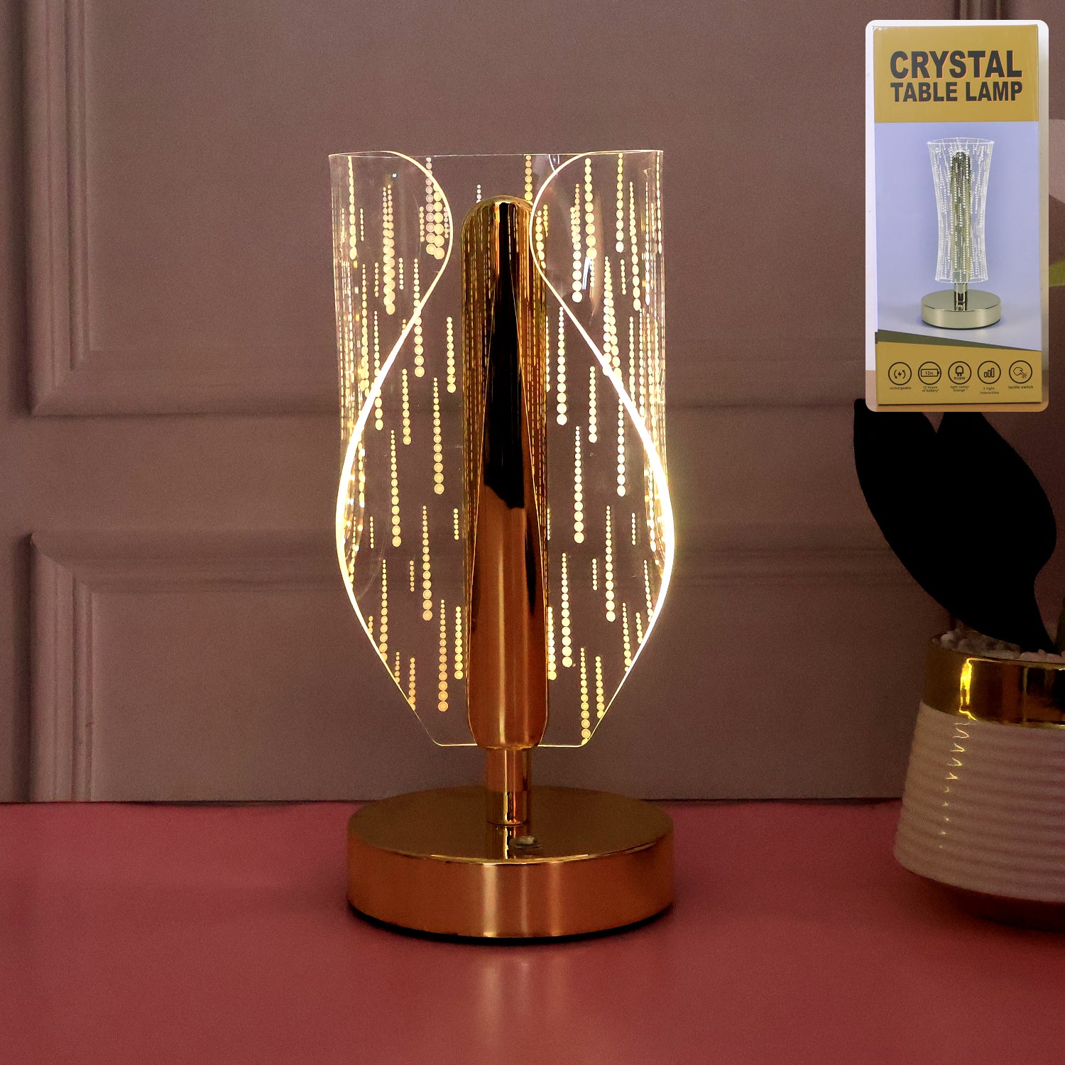 Premium Crystal LED Table Lamp - Modern Ambient Lighting Decor