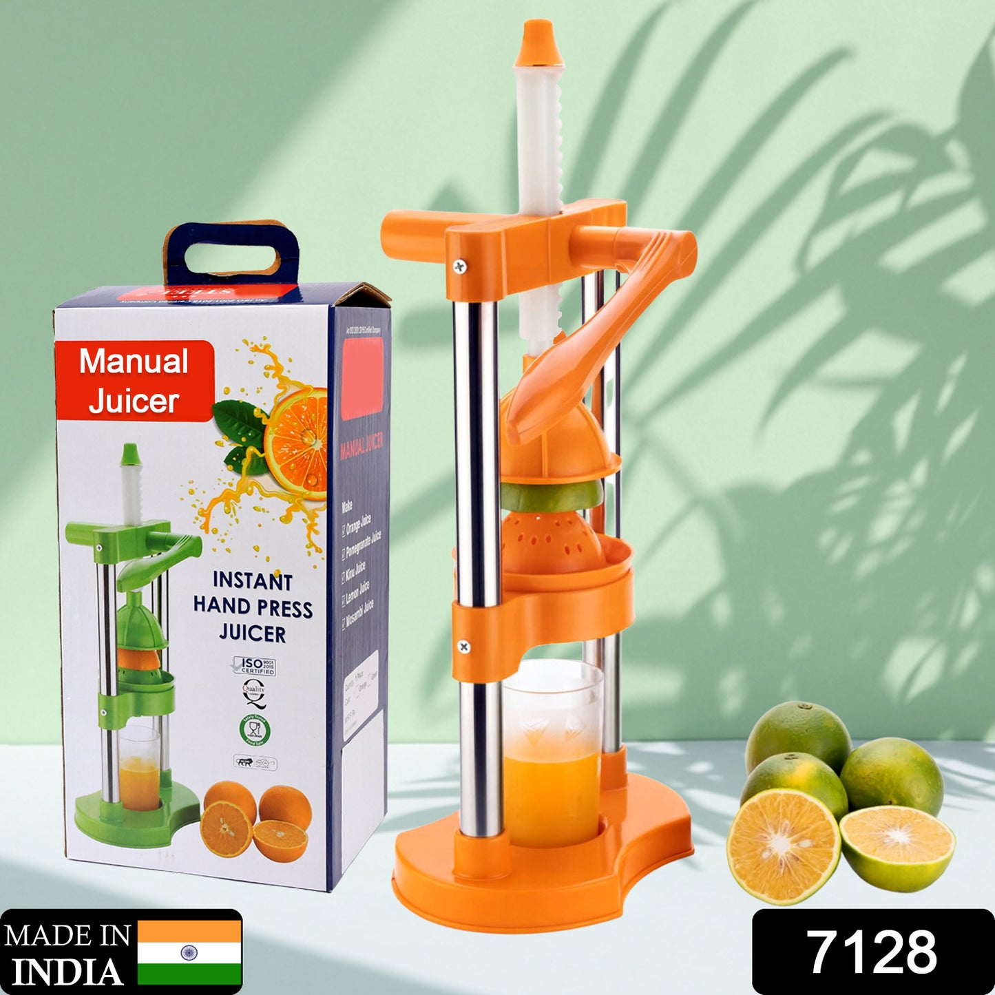 Manual Hand Press Juicer - Cold Press Juice Extractor for Fresh Orange, Citrus & Fruit Juice at Home