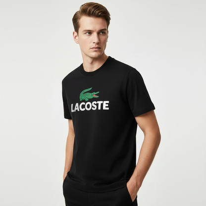 Men's Black T-Shirt with Bold Print Design - Trendy & Comfortable Fit