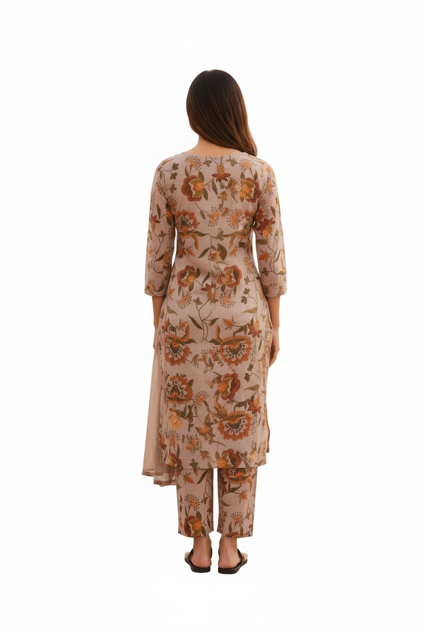 Cotton Printed Kurti with Pant Set for Women - Multicolor Ethnic Wear (Size S)