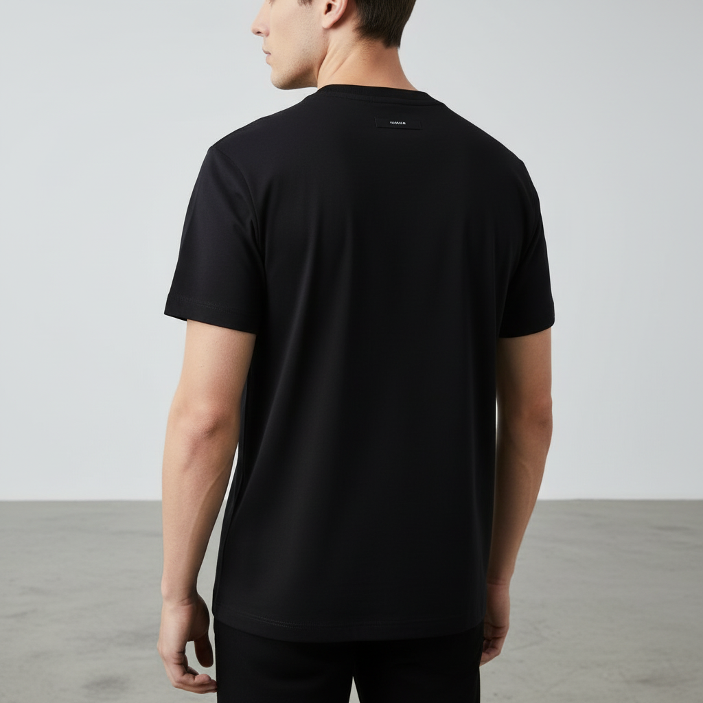 Men's Black T-Shirt with Bold Print Design - Trendy & Comfortable Fit