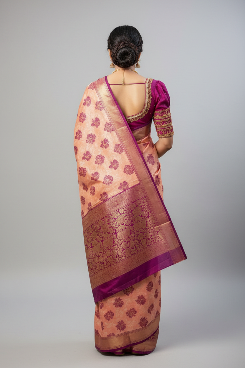 Pink Jacquard Saree for Women - Elegant 6.3m Traditional Wear