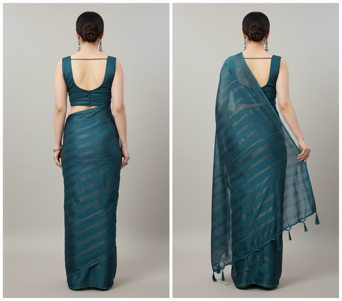 Pink Georgette Striped Saree for Women - Elegant Ethnic Wear 6.3m