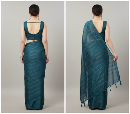 Pink Georgette Striped Saree for Women - Elegant Ethnic Wear 6.3m