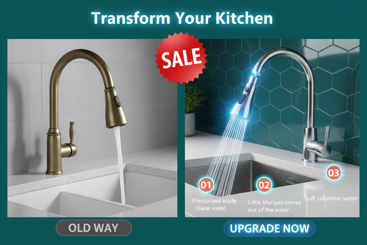 3-Mode Kitchen Sink Faucet - 360° Swivel Tap for Easy Dish Washing & Cleaning