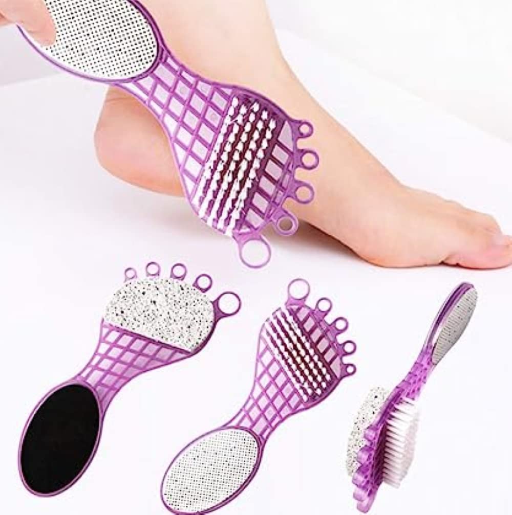 4-in-1 Pedicure Foot Care Tool - Pumice Stone, Brush, Scrubber & File | Callus Remover