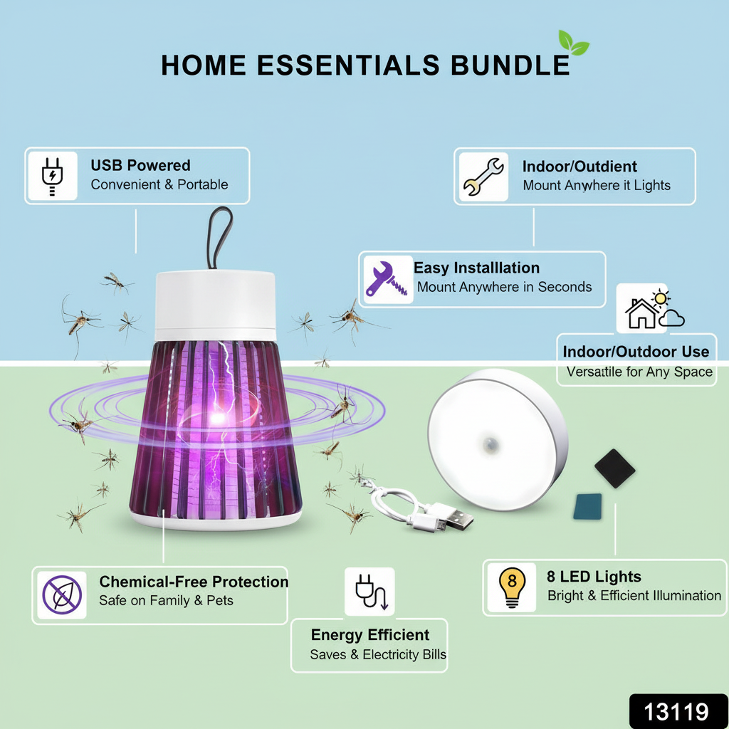 Home Essentials Bundle - USB Mosquito Killer + 4 LED Night Lights