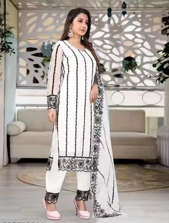 Women's Net Kurti Set with Dupatta & Bottomwear - Elegant Party Wear