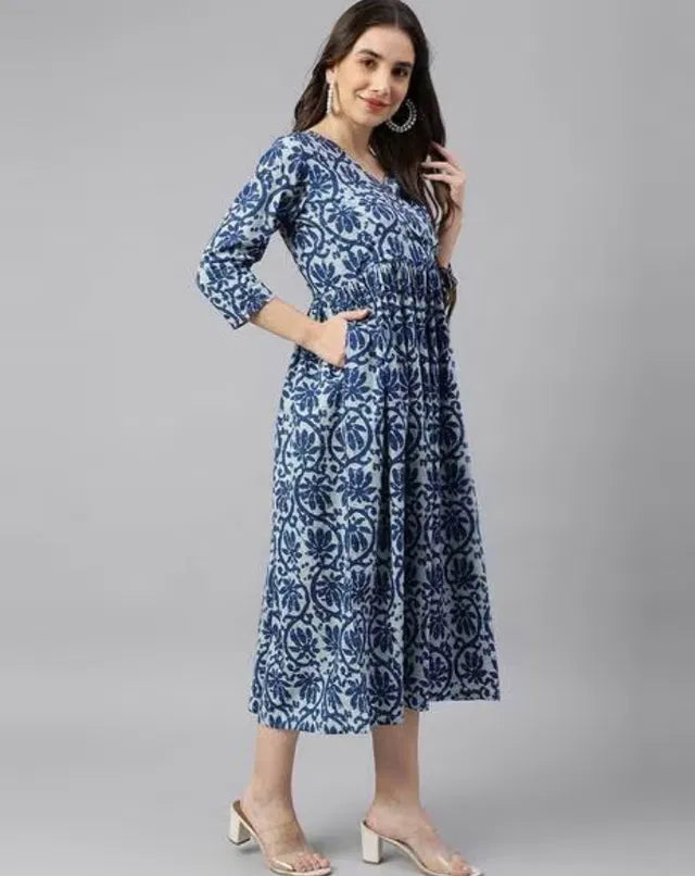 Women Solid Cotton Gown - Comfortable & Elegant Ethnic Wear