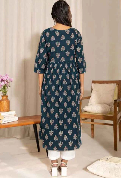 Floral Printed Notch Neck A-Line Maternity Kurta