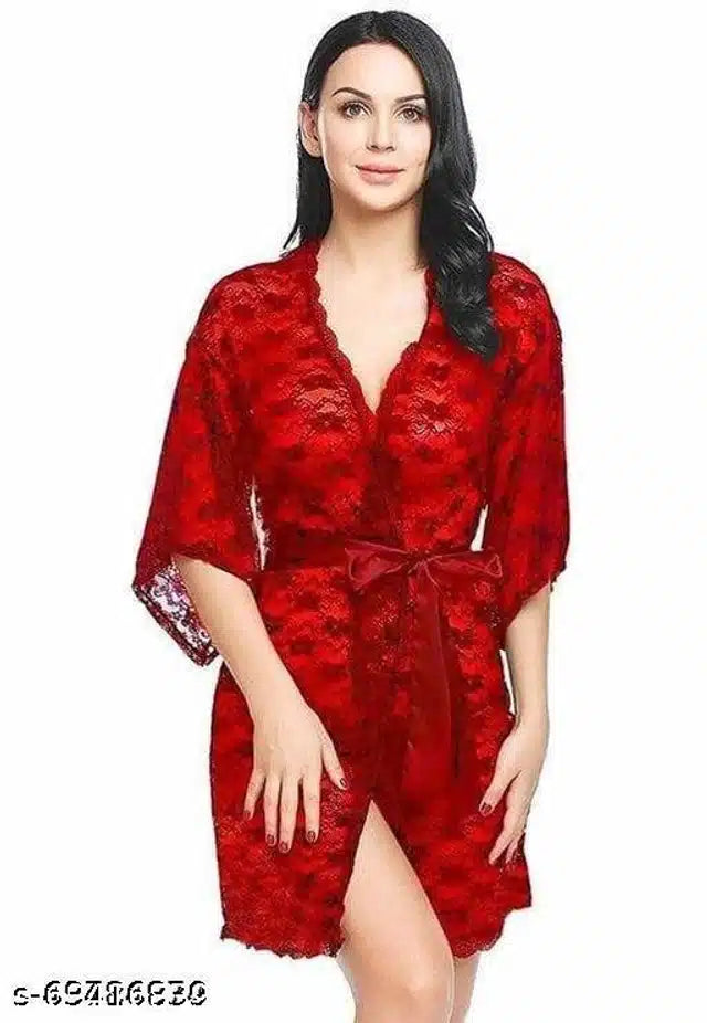 Women's Red Babydoll Lingerie Set - Comfortable & Elegant Sleepwear (XXS)