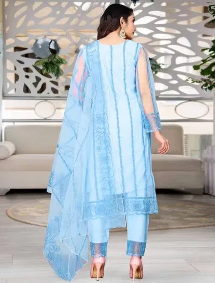 Elegant Women's Net Kurti Set with Dupatta and Bottomwear