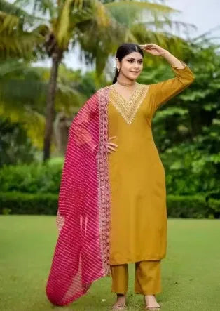 Women's Casual Straight Kurta Set with Pant & Dupatta - Trending Fashion Wear