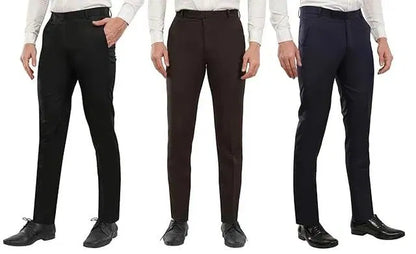 Men's Cotton Trousers - Comfortable Casual Pants (Pack of 3)