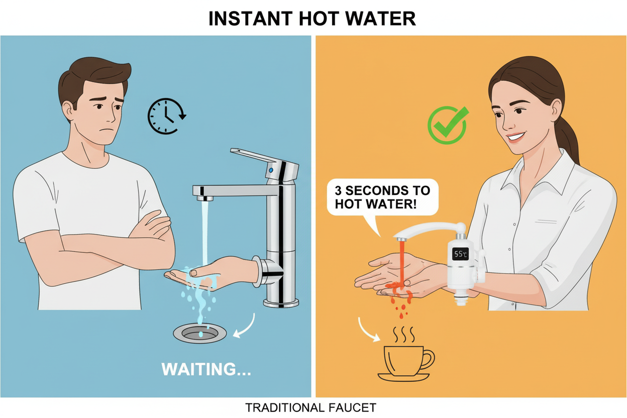 Never Wait for Hot Water Again - Instant Electric Heating Faucet with Digital Display