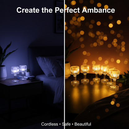 LED Crystal-Effect Table Lamps - Set of 6 Ambient Lighting Decor