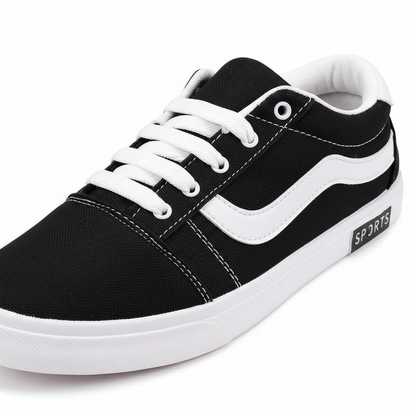 Men's Black & White Casual Shoes - Comfortable Everyday Sneakers Size 6