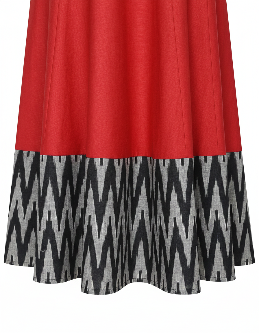 Women's Solid Cotton Gown - Traditional Red Ethnic Wear