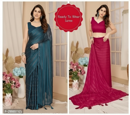 Pink Georgette Striped Saree for Women - Elegant Ethnic Wear 6.3m