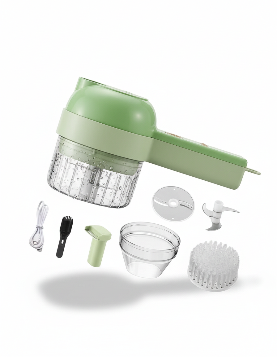 4-in-1 Wireless Electric Vegetable Cutter & Food Processor - Portable Garlic Chopper