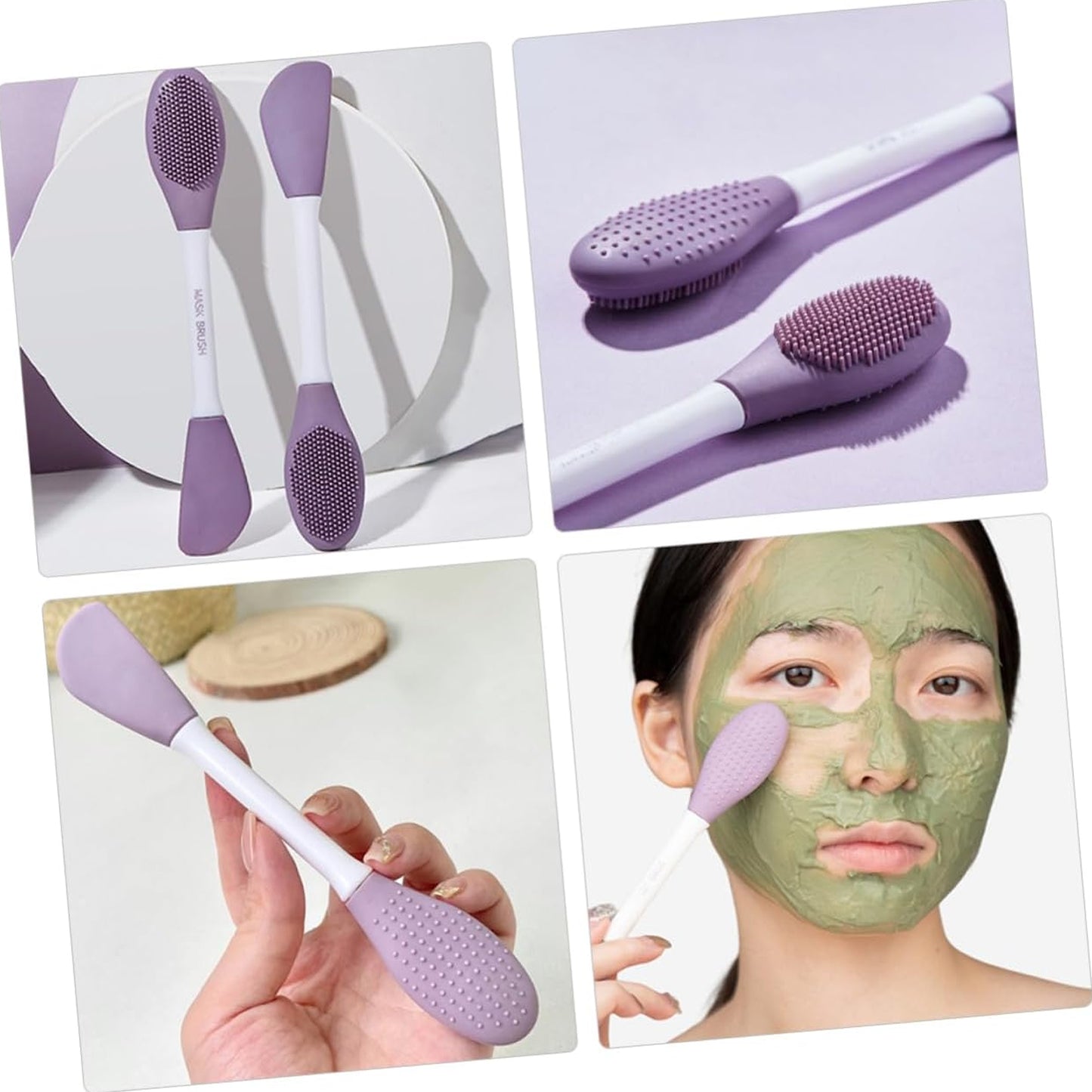 Double-Headed Silicone Face Mask Brush - Facial Cleansing & Application Tool